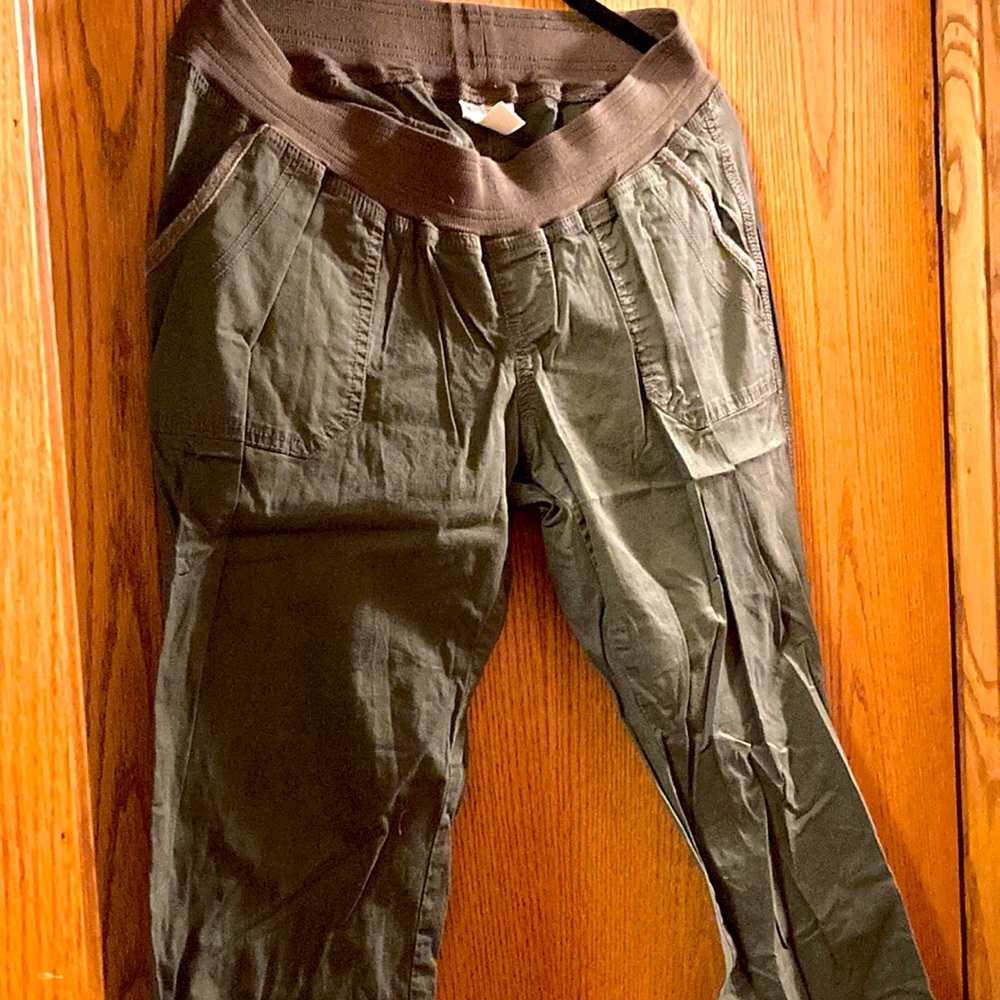 Green khaki maternity pants